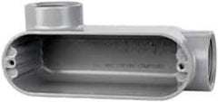 Cooper Crouse-Hinds - Form 5, LL Body, 1-1/2" Trade, IMC, Rigid Aluminum Conduit Body - Oval/Rectangle, 7.87" OAL, 35.8 cc Capacity, Silver - Exact Industrial Supply