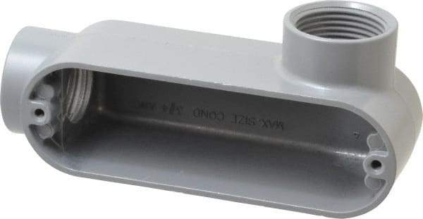 Cooper Crouse-Hinds - Form 5, LR Body, 1" Trade, IMC, Rigid Aluminum Conduit Body - Oval/Rectangle, 5.94" OAL, 12.2 cc Capacity, Silver - Exact Industrial Supply