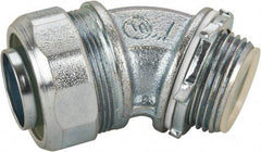 Cooper Crouse-Hinds - 1" Trade, Malleable Iron Threaded Angled Liquidtight Conduit Connector - Insulated - Exact Industrial Supply