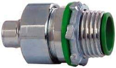 Cooper Crouse-Hinds - 3/8" Trade, Steel Threaded Straight Liquidtight Conduit Connector - Insulated - Exact Industrial Supply