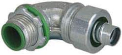Cooper Crouse-Hinds - 3/8" Trade, Malleable Iron Threaded Angled Liquidtight Conduit Connector - Insulated - Exact Industrial Supply