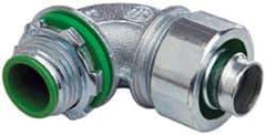 Cooper Crouse-Hinds - 1/2" Trade, Malleable Iron Threaded Angled Liquidtight Conduit Connector - Insulated - Exact Industrial Supply