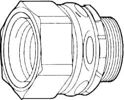 Cooper Crouse-Hinds - 2-1/2" Trade, Malleable Iron Threaded Straight Liquidtight Conduit Connector - Noninsulated - Exact Industrial Supply