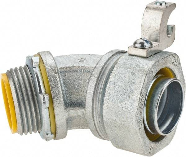 Cooper Crouse-Hinds - 1" Trade, Malleable Iron Threaded Angled Liquidtight Conduit Connector - Insulated - Exact Industrial Supply