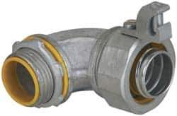 Cooper Crouse-Hinds - 1" Trade, Malleable Iron Threaded Angled Liquidtight Conduit Connector - Insulated - Exact Industrial Supply