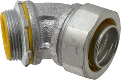 Cooper Crouse-Hinds - 1-1/4" Trade, Malleable Iron Threaded Angled Liquidtight Conduit Connector - Insulated - Exact Industrial Supply