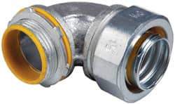 Cooper Crouse-Hinds - 1-1/4" Trade, Malleable Iron Threaded Angled Liquidtight Conduit Connector - Insulated - Exact Industrial Supply