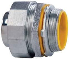 Cooper Crouse-Hinds - 1-1/2" Trade, Malleable Iron Threaded Straight Liquidtight Conduit Connector - Insulated - Exact Industrial Supply