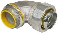 Cooper Crouse-Hinds - 1-1/2" Trade, Malleable Iron Threaded Angled Liquidtight Conduit Connector - Insulated - Exact Industrial Supply