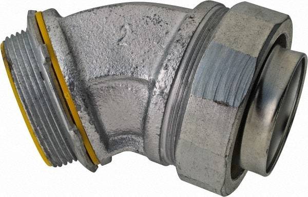 Cooper Crouse-Hinds - 2" Trade, Malleable Iron Threaded Angled Liquidtight Conduit Connector - Insulated - Exact Industrial Supply