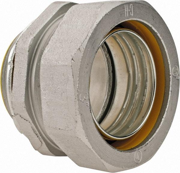 Cooper Crouse-Hinds - 3" Trade, Malleable Iron Threaded Straight Liquidtight Conduit Connector - Insulated - Exact Industrial Supply