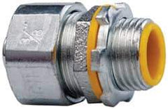 Cooper Crouse-Hinds - 3/8" Trade, Malleable Iron Threaded Straight Liquidtight Conduit Connector - Insulated - Exact Industrial Supply