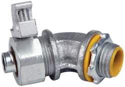 Cooper Crouse-Hinds - 3/8" Trade, Malleable Iron Threaded Angled Liquidtight Conduit Connector - Insulated - Exact Industrial Supply