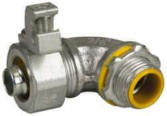 Cooper Crouse-Hinds - 3/8" Trade, Malleable Iron Threaded Angled Liquidtight Conduit Connector - Insulated - Exact Industrial Supply