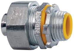 Cooper Crouse-Hinds - 1/2" Trade, Malleable Iron Threaded Straight Liquidtight Conduit Connector - Insulated - Exact Industrial Supply