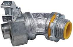 Cooper Crouse-Hinds - 1/2" Trade, Malleable Iron Threaded Angled Liquidtight Conduit Connector - Insulated - Exact Industrial Supply