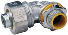 Cooper Crouse-Hinds - 1/2" Trade, Malleable Iron Threaded Angled Liquidtight Conduit Connector - Insulated - Exact Industrial Supply