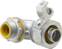 Cooper Crouse-Hinds - 1/2" Trade, Malleable Iron Threaded Angled Liquidtight Conduit Connector - Insulated - Exact Industrial Supply