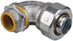 Cooper Crouse-Hinds - 3/4" Trade, Malleable Iron Threaded Angled Liquidtight Conduit Connector - Insulated - Exact Industrial Supply
