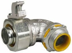 Cooper Crouse-Hinds - 3/4" Trade, Malleable Iron Threaded Angled Liquidtight Conduit Connector - Insulated - Exact Industrial Supply