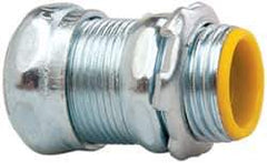 Cooper Crouse-Hinds - 1/2" Trade, Steel Compression Straight EMT Conduit Connector - Insulated - Exact Industrial Supply