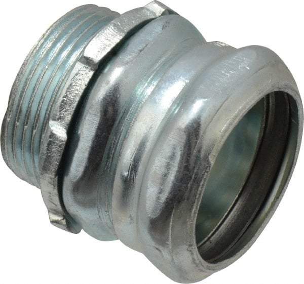 Cooper Crouse-Hinds - 1-1/4" Trade, Steel Compression Straight EMT Conduit Connector - Insulated - Exact Industrial Supply