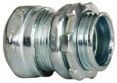 Cooper Crouse-Hinds - 1/2" Trade, Steel Compression Straight EMT Conduit Connector - Noninsulated - Exact Industrial Supply