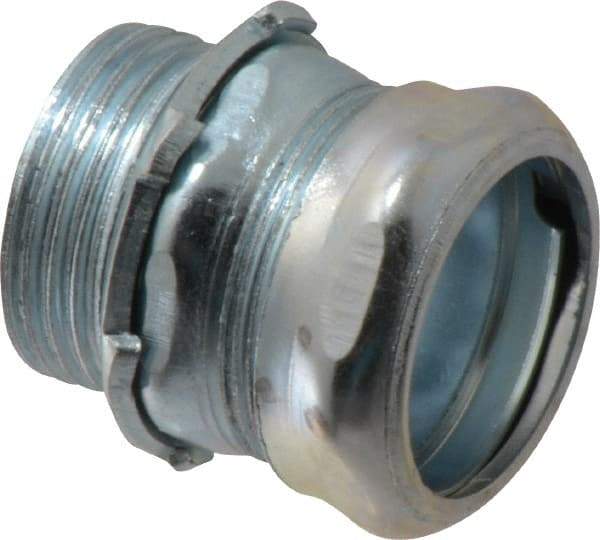 Cooper Crouse-Hinds - 1" Trade, Steel Compression Straight EMT Conduit Connector - Noninsulated - Exact Industrial Supply