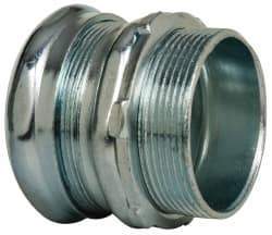 Cooper Crouse-Hinds - 2" Trade, Steel Compression Straight EMT Conduit Connector - Noninsulated - Exact Industrial Supply