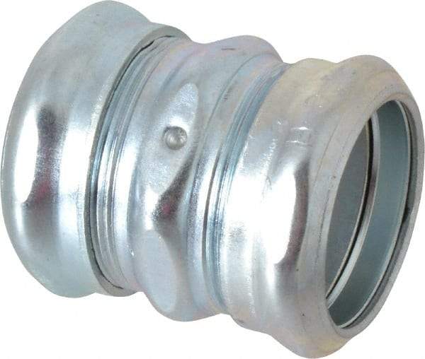 Cooper Crouse-Hinds - 1-1/4" Trade, Steel Compression EMT Conduit Coupling - Noninsulated - Exact Industrial Supply