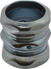 Cooper Crouse-Hinds - 1-1/2" Trade, Steel Compression EMT Conduit Coupling - Noninsulated - Exact Industrial Supply