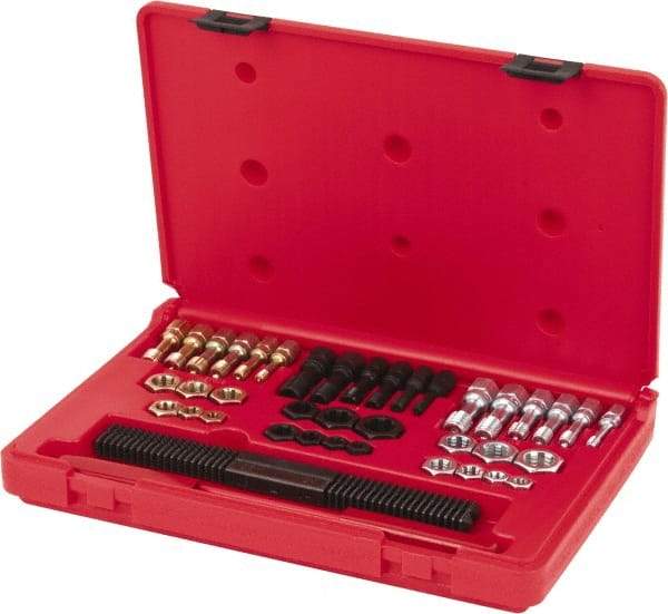 Lang - M6x1.00 to M12x1.75 Tap, M6x1.00 to M12x1.75 Die, Metric Coarse, Metric Fine, UNC, UNF, Tap and Die Set - Carbon Steel, Nonadjustable, 40 Piece Set with Plastic Case - Exact Industrial Supply