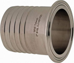 VNE - 2", Clamp Style, Sanitary Stainless Steel Pipe Rubber Hose Adapter - Tube OD Connection, Grade 316/316L - Exact Industrial Supply