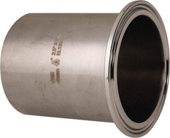 VNE - 2-1/2", Clamp Style, Sanitary Stainless Steel Pipe Long Tank Welding Ferrule - Tube OD Connection, Grade 316/316L - Exact Industrial Supply
