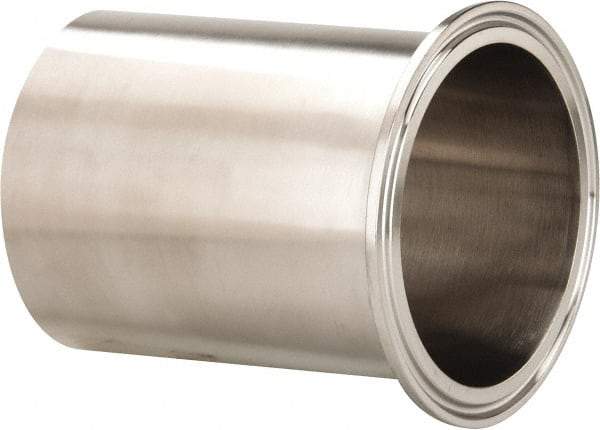 VNE - 3", Clamp Style, Sanitary Stainless Steel Pipe Long Tank Welding Ferrule - Tube OD Connection, Grade 316/316L - Exact Industrial Supply