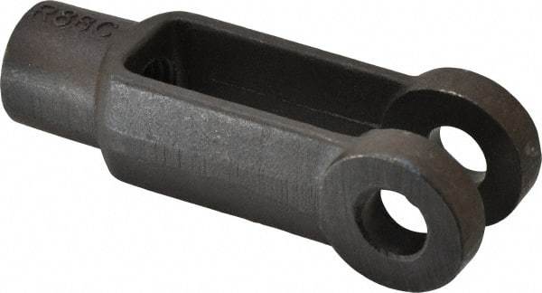 Jergens - 3/4-10 Thread, 1-1/2" Yoke Width, Carbon Steel, Tapped Yoke - 5/8" Hole Diam, 2-3/4" Hole Center to Neck, 1-3/8" Yoke Arm Height, 1-1/8" Neck Diam, 1-1/4" Neck Length, 4" OAL - Exact Industrial Supply