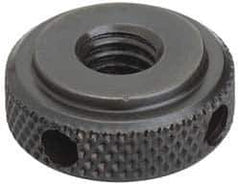 Gibraltar - 5/8-11" UNC Thread, Black Oxide Finish, Steel Round Knurled High Torque Check Nut - 7/16" Overall Height, 1-3/8" Head Diam, 1-1/8" Base Diam - Exact Industrial Supply