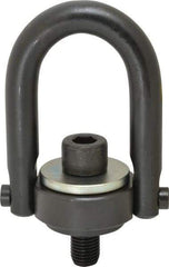 Jergens - 7,000 Lb Load Capacity Safety Engineered Center Pull Hoist Ring - M30 x 3.5 Thread, 46mm Thread Length, Alloy Steel, Black Oxide Finish - Exact Industrial Supply