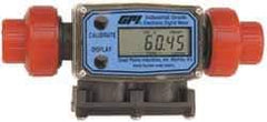 GPI - 1/2" Port Electronic Digital Flowmeter & Totalizer - 150 Max psi, 1.2 to 12 GPM, PVDF - Exact Industrial Supply