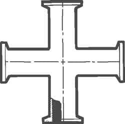 VNE - 2", Clamp Style, Sanitary Stainless Steel Pipe Cross - Tube OD Connection, Grade 304 - Exact Industrial Supply