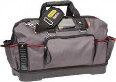 Stanley - 16 Pocket Black & Gray Polyester Tool Bag - 9-1/4" Wide x 19-1/4" Deep x 12-3/4" High - Exact Industrial Supply