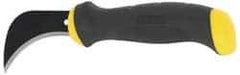 Stanley - Fixed Linoleum Knife - 3" Blade, Yellow & Black Bi-Material Rubber Grip Handle, 1 Blade Included - Exact Industrial Supply