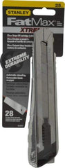 Stanley - Snap Utility Knife - 5-1/2" Blade, Die Cast Aluminum (Color) Aluminum Handle, 4 Blades Included - Exact Industrial Supply