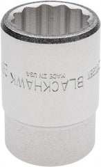 Blackhawk by Proto - 3/4" Drive, Standard Hand Socket - 12 Points, 2-13/64" OAL, Alloy Steel, Black Finish - Exact Industrial Supply