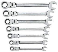 GearWrench - 7 Piece, 3/8" to 3/4", Ratcheting Combination Wrench Set - Inch Measurement Standard, Chrome Finish, Comes in Tray - Exact Industrial Supply