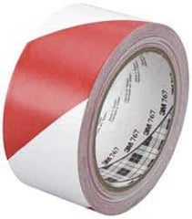 3M - Red & White Striped Vinyl Tape - 2" Wide x 108' Long x 0.005" Thick, General Traffic - Exact Industrial Supply