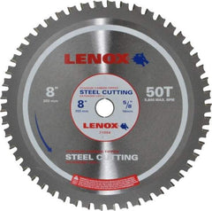 Lenox - 8" Diam, 5/8" Arbor Hole Diam, 50 Tooth Wet & Dry Cut Saw Blade - Titanium Carbide-Tipped, General Purpose Action, Standard Round Arbor - Exact Industrial Supply