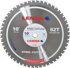 Lenox - 10" Diam, 5/8" Arbor Hole Diam, 52 Tooth Wet & Dry Cut Saw Blade - Titanium Carbide-Tipped, General Purpose Action, Standard Round Arbor - Exact Industrial Supply