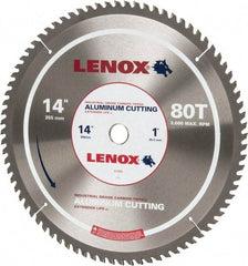 Lenox - 14" Diam, 1" Arbor Hole Diam, 80 Tooth Wet & Dry Cut Saw Blade - Titanium Carbide-Tipped, General Purpose Action, Standard Round Arbor - Exact Industrial Supply