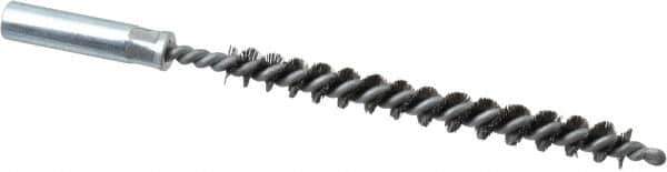 Value Collection - 1/4" Diam Helical Steel Tube Brush - 0.006" Filament Diam, 2-3/8" Brush Length, 4" OAL, 3/16-24 Female Shank - Exact Industrial Supply